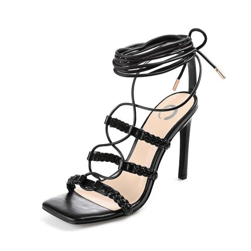 Journee Collection Womens 8.5 M Black Jamila Strappy Stiletto Heels NIB LA6